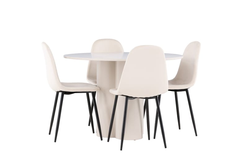 Olivia Matgrupp 110 cm Rund med 4 Polar stolar - Beige/Beige - Möbler - Matplats - Matgrupp & matbord med stolar
