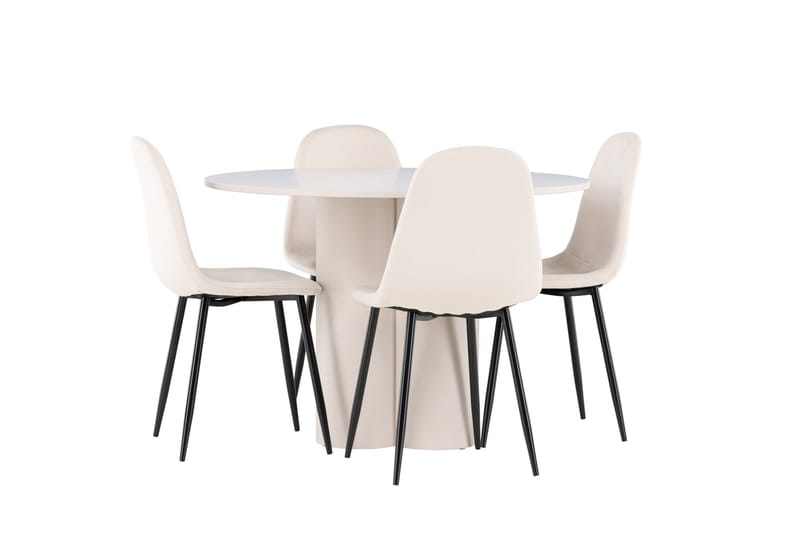 Olivia Matgrupp 110 cm Rund med 4 Polar stolar - Beige/Beige - Möbler - Matplats - Matgrupp & matbord med stolar