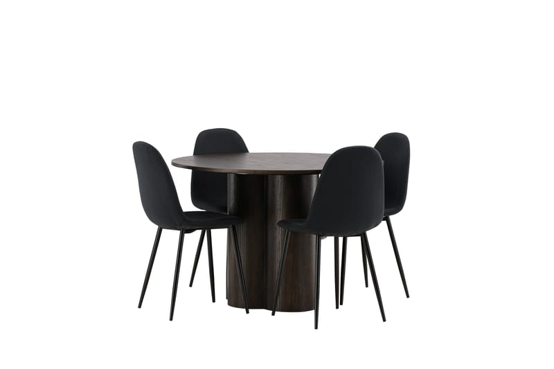 Olivia Matgrupp 110 cm Rund med 4 Polar stolar - Svart - Möbler - Matplats - Matgrupp & matbord med stolar