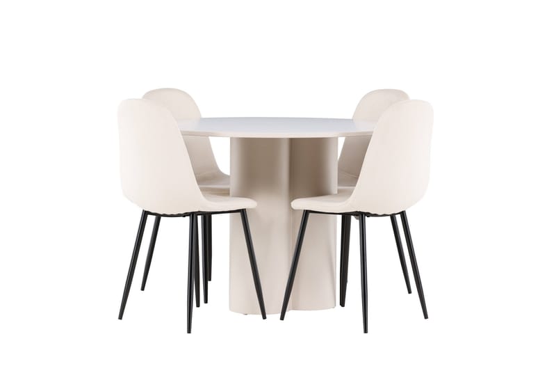 Olivia Matgrupp 110 cm Rund med 4 Polar stolar - Beige/Beige - Möbler - Matplats - Matgrupp & matbord med stolar