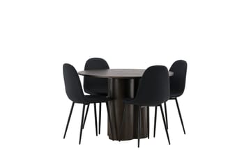 Olivia Matgrupp 110 cm Rund med 4 Polar stolar - Svart - Möbler - Matplats - Matgrupp & matbord med stolar