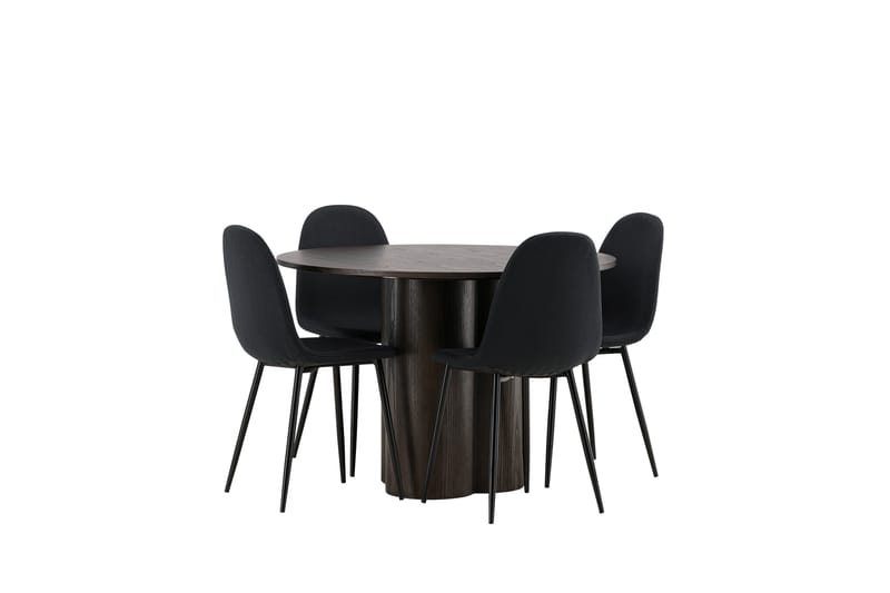 Olivia Matgrupp 110 cm Rund med 4 Polar stolar - Svart - Möbler - Matplats - Matgrupp & matbord med stolar