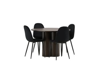 Olivia Matgrupp 110 cm Rund med 4 Polar stolar - Svart - Möbler - Matplats - Matgrupp & matbord med stolar