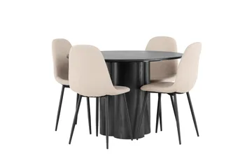 Olivia Matgrupp 110 cm Rund med 4 Polar Stolar - Beige - Möbler - Matplats - Matgrupp & matbord med stolar