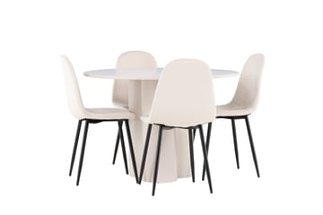 Olivia Matgrupp 110 cm Rund med 4 Polar stolar - Beige/Beige - Möbler - Matplats - Matgrupp & matbord med stolar