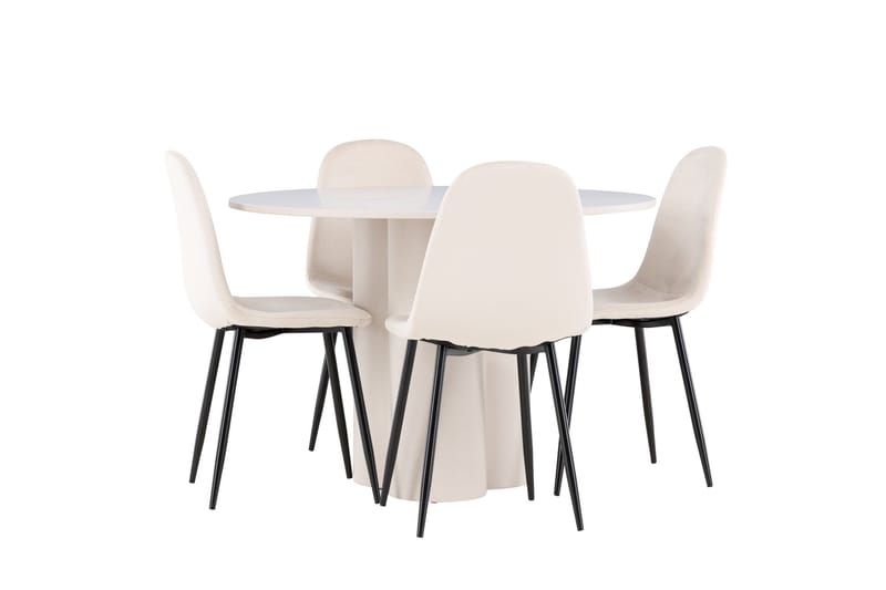 Olivia Matgrupp 110 cm Rund med 4 Polar stolar - Beige/Beige - Möbler - Matplats - Matgrupp & matbord med stolar