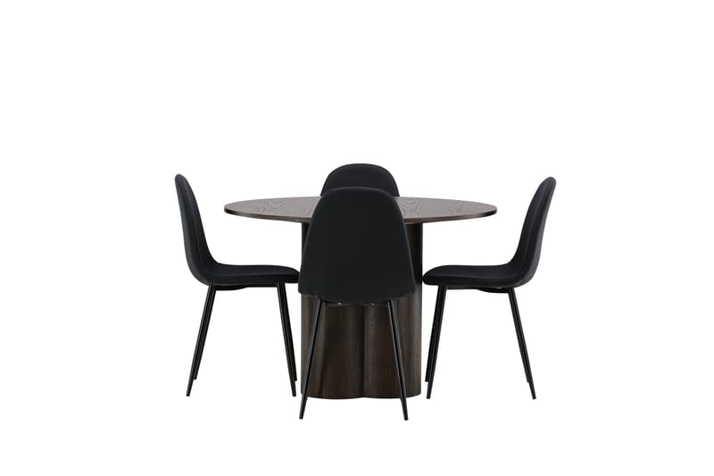 Olivia Matgrupp 110 cm Rund med 4 Polar stolar - Svart - Möbler - Matplats - Matgrupp & matbord med stolar