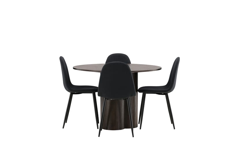 Olivia Matgrupp 110 cm Rund med 4 Polar stolar - Svart - Möbler - Matplats - Matgrupp & matbord med stolar