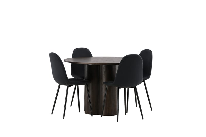 Olivia Matgrupp 110 cm Rund med 4 Polar stolar - Svart - Möbler - Matplats - Matgrupp & matbord med stolar