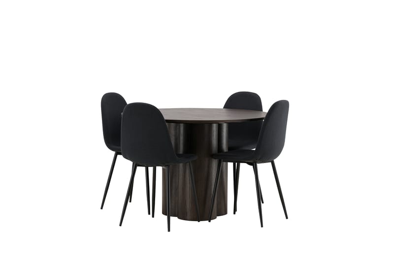Olivia Matgrupp 110 cm Rund med 4 Polar stolar - Svart - Möbler - Matplats - Matgrupp & matbord med stolar
