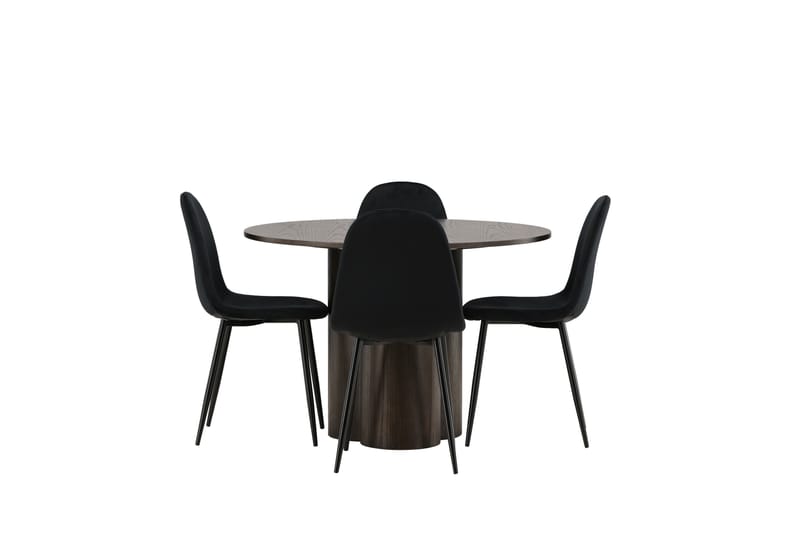 Olivia Matgrupp 110 cm Rund med 4 Polar stolar - Svart - Möbler - Matplats - Matgrupp & matbord med stolar