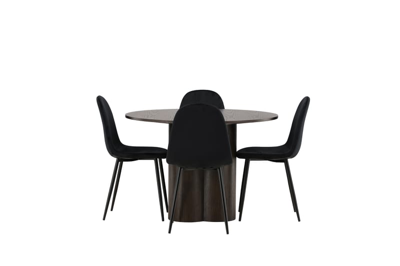 Olivia Matgrupp 110 cm Rund med 4 Polar stolar - Svart - Möbler - Matplats - Matgrupp & matbord med stolar