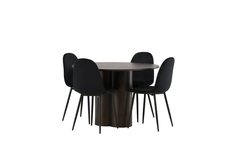 Olivia Matgrupp 110 cm Rund med 4 Polar stolar - Svart - Möbler - Matplats - Matgrupp & matbord med stolar