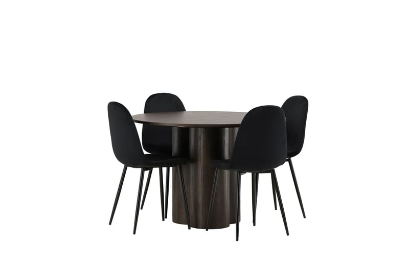 Olivia Matgrupp 110 cm Rund med 4 Polar stolar - Svart - Möbler - Matplats - Matgrupp & matbord med stolar