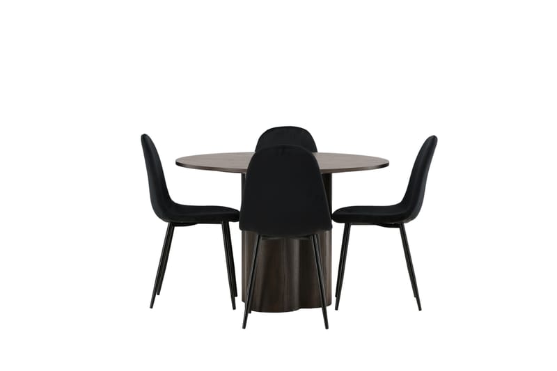 Olivia Matgrupp 110 cm Rund med 4 Polar stolar - Svart - Möbler - Matplats - Matgrupp & matbord med stolar