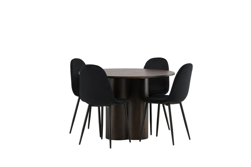 Olivia Matgrupp 110 cm Rund med 4 Polar stolar - Svart - Möbler - Matplats - Matgrupp & matbord med stolar