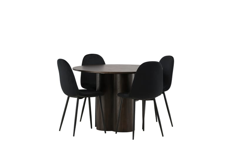Olivia Matgrupp 110 cm Rund med 4 Polar stolar - Svart - Möbler - Matplats - Matgrupp & matbord med stolar