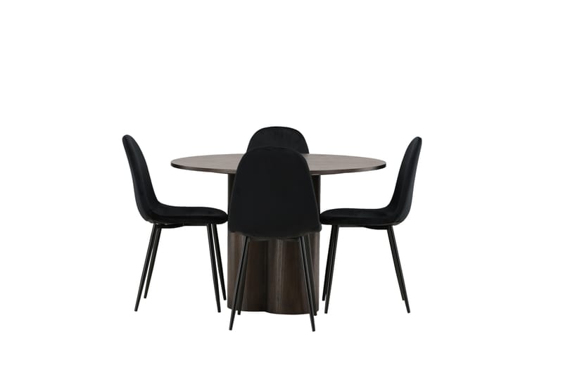 Olivia Matgrupp 110 cm Rund med 4 Polar stolar - Svart - Möbler - Matplats - Matgrupp & matbord med stolar