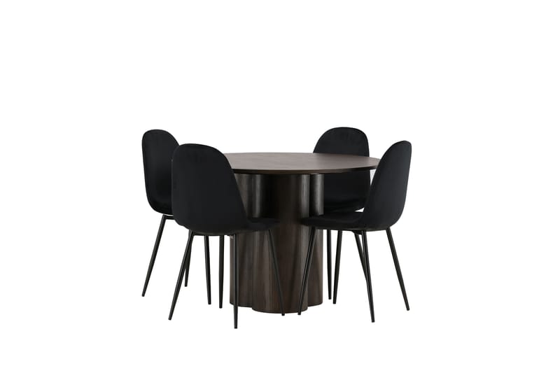 Olivia Matgrupp 110 cm Rund med 4 Polar stolar - Svart - Möbler - Matplats - Matgrupp & matbord med stolar