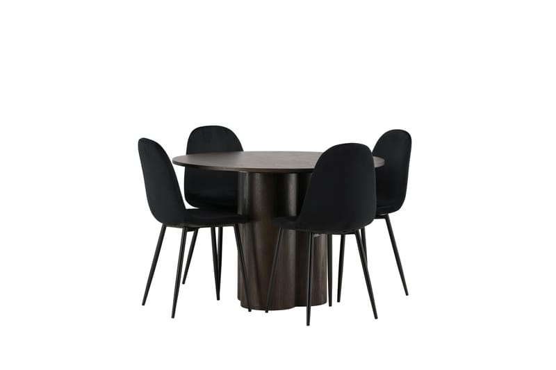 Olivia Matgrupp 110 cm Rund med 4 Polar stolar - Svart - Möbler - Matplats - Matgrupp & matbord med stolar