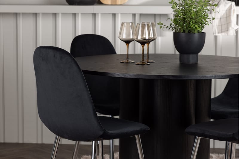 Olivia Matgrupp 110 cm Rund med 4 Polar Stolar - Svart - Möbler - Matplats - Matgrupp & matbord med stolar