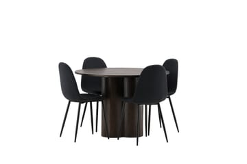 Olivia Matgrupp 110 cm Rund med 4 Polar stolar - Svart - Möbler - Matplats - Matgrupp & matbord med stolar