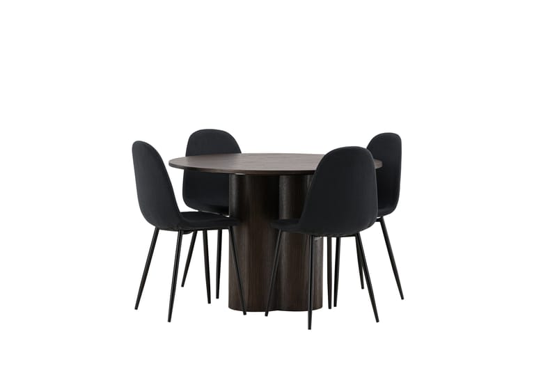 Olivia Matgrupp 110 cm Rund med 4 Polar stolar - Svart - Möbler - Matplats - Matgrupp & matbord med stolar