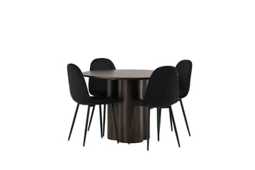Olivia Matgrupp 110 cm Rund med 4 Polar stolar - Svart - Möbler - Matplats - Matgrupp & matbord med stolar