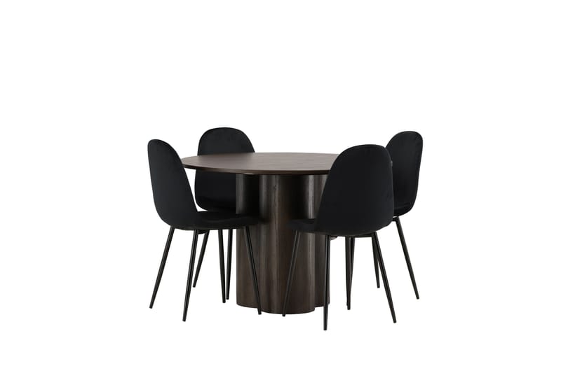 Olivia Matgrupp 110 cm Rund med 4 Polar stolar - Svart - Möbler - Matplats - Matgrupp & matbord med stolar