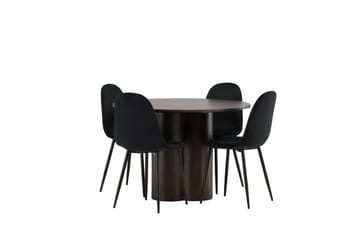 Olivia Matgrupp 110 cm Rund med 4 Polar stolar - Svart - Möbler - Matplats - Matgrupp & matbord med stolar