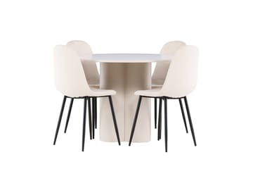 Olivia Matgrupp 110 cm Rund med 4 Polar stolar - Beige/Beige - Möbler - Matplats - Matgrupp & matbord med stolar