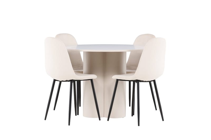 Olivia Matgrupp 110 cm Rund med 4 Polar stolar - Beige/Beige - Möbler - Matplats - Matgrupp & matbord med stolar