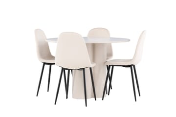 Olivia Matgrupp 110 cm Rund med 4 Polar stolar - Beige/Beige - Möbler - Matplats - Matgrupp & matbord med stolar