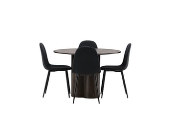 Olivia Matgrupp 110 cm Rund med 4 Polar stolar - Svart - Möbler - Matplats - Matgrupp & matbord med stolar
