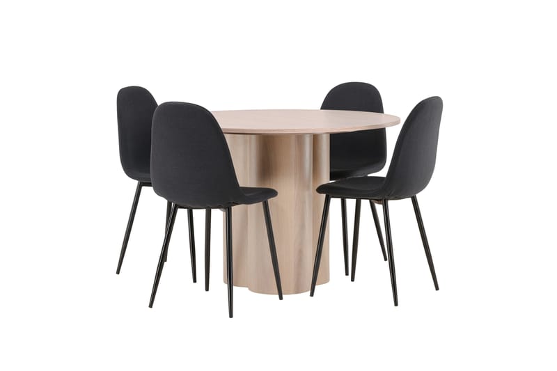 Olivia Matgrupp 110 cm Rund med 4 Polar stolar - Whitewash - Möbler - Matplats - Matgrupp & matbord med stolar