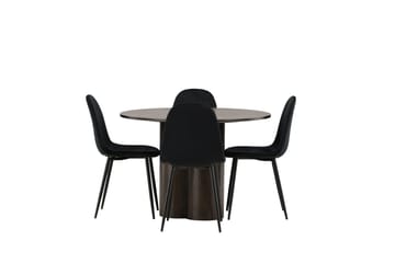 Olivia Matgrupp 110 cm Rund med 4 Polar stolar - Svart - Möbler - Matplats - Matgrupp & matbord med stolar