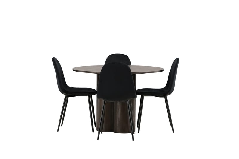 Olivia Matgrupp 110 cm Rund med 4 Polar stolar - Svart - Möbler - Matplats - Matgrupp & matbord med stolar