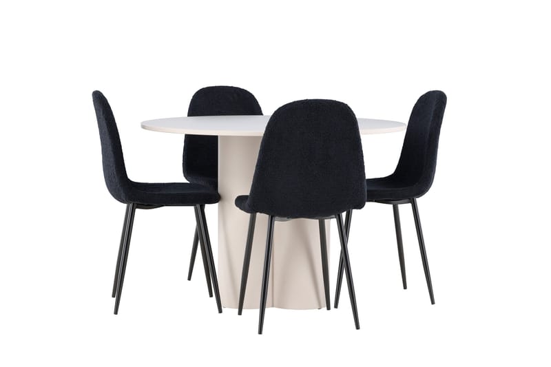 Olivia Matgrupp 110 cm Rund med 4 Polar stolar - Beige/Svart - Möbler - Matplats - Matgrupp & matbord med stolar