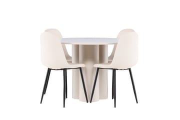 Olivia Matgrupp 110 cm Rund med 4 Polar stolar - Beige/Beige - Möbler - Matplats - Matgrupp & matbord med stolar