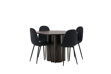 Olivia Matgrupp 110 cm Rund med 4 Polar stolar - Svart - Möbler - Matplats - Matgrupp & matbord med stolar