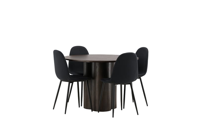 Olivia Matgrupp 110 cm Rund med 4 Polar stolar - Svart - Möbler - Matplats - Matgrupp & matbord med stolar