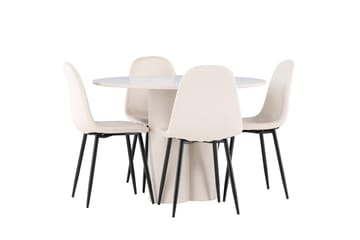 Olivia Matgrupp 110 cm Rund med 4 Polar stolar - Beige/Beige - Möbler - Matplats - Matgrupp & matbord med stolar