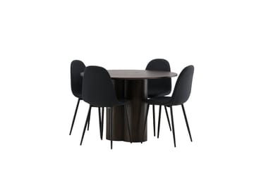 Olivia Matgrupp 110 cm Rund med 4 Polar stolar - Svart - Möbler - Matplats - Matgrupp & matbord med stolar