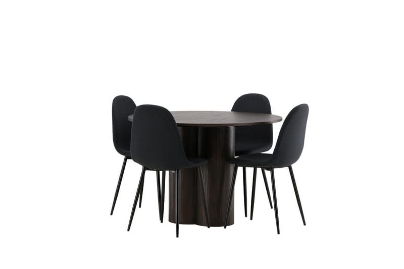 Olivia Matgrupp 110 cm Rund med 4 Polar stolar - Svart - Möbler - Matplats - Matgrupp & matbord med stolar