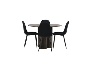 Olivia Matgrupp 110 cm Rund med 4 Polar stolar - Svart - Möbler - Matplats - Matgrupp & matbord med stolar