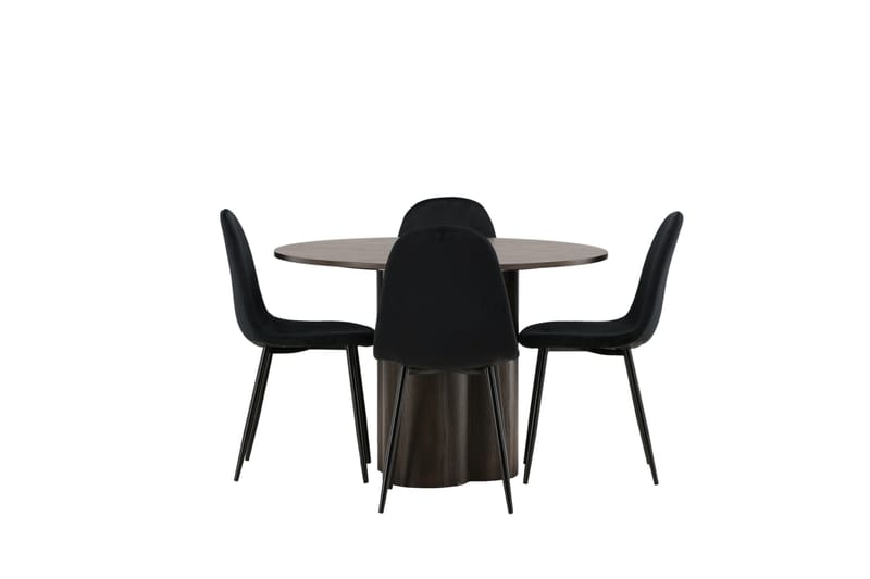 Olivia Matgrupp 110 cm Rund med 4 Polar stolar - Svart - Möbler - Matplats - Matgrupp & matbord med stolar