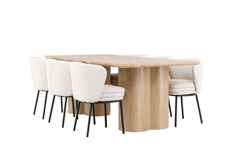 Olivia Matgrupp 210 cm Rektangulär med 6 Agnes stolar, Whitewash/Vit