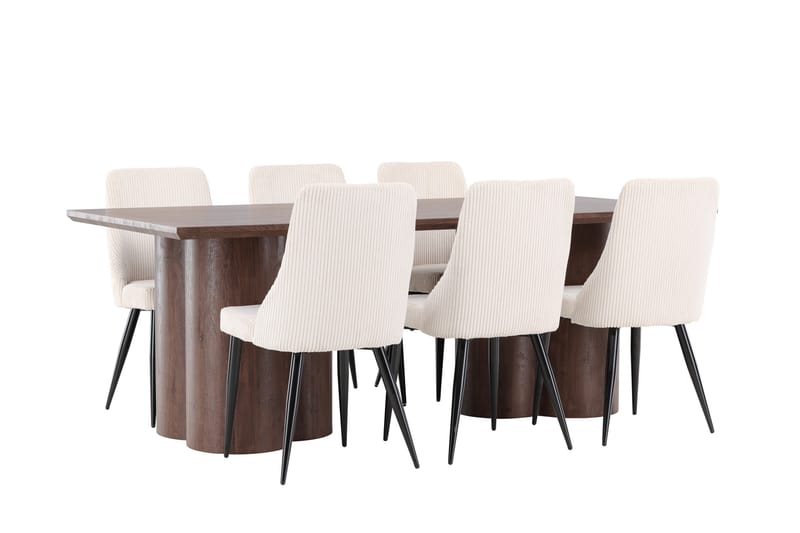 Olivia Matgrupp 210 cm Rektangulär med 6 Leone stolar - Mocca/Beige - Möbler - Matplats - Matgrupp & matbord med stolar