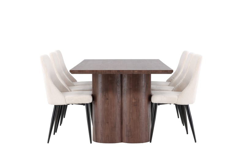 Olivia Matgrupp 210 cm Rektangulär med 6 Leone stolar - Mocca/Beige - Möbler - Matplats - Matgrupp & matbord med stolar