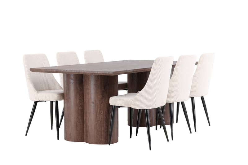 Olivia Matgrupp 210 cm Rektangulär med 6 Leone stolar - Mocca/Beige - Möbler - Matplats - Matgrupp & matbord med stolar
